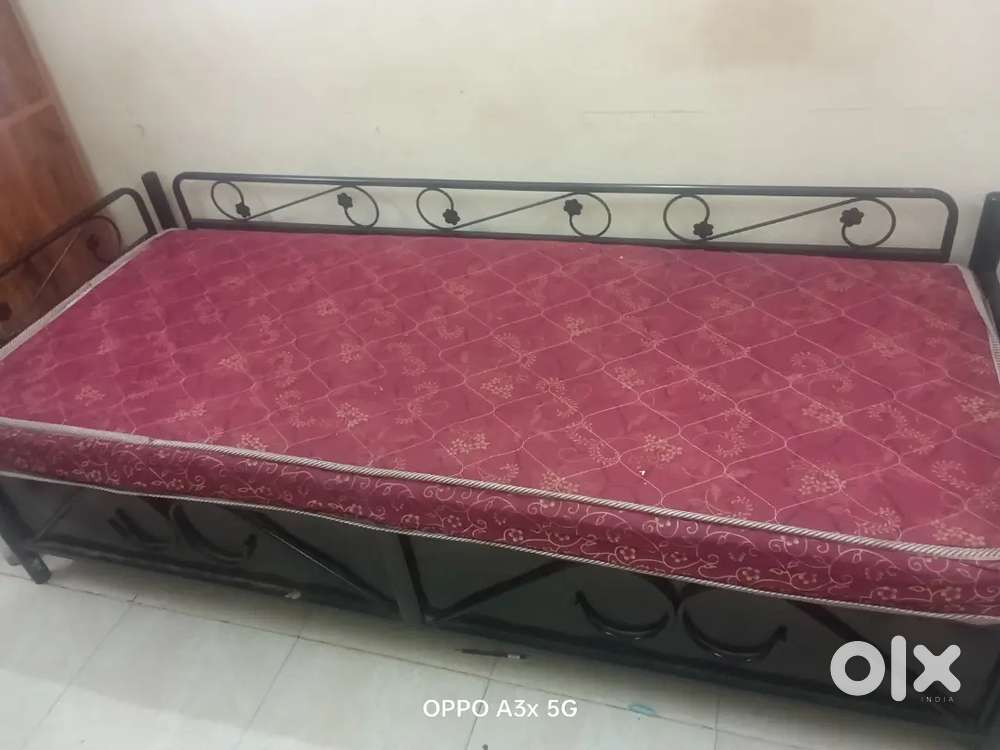 Iron bed single with mattress