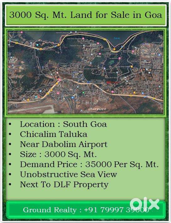 3000 Sq Mt. Land for Sale in Chicalim, South Goa, Near Beach & Airport