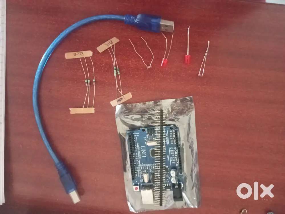 Aurdino UNO board,data transfer cable,LED,LDR, Registers