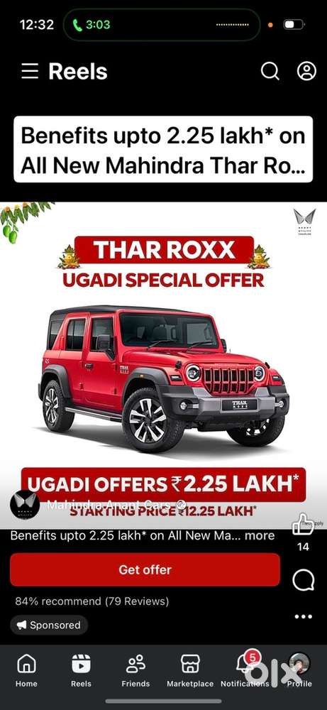 Mahindra Thar Roxx 2026 Year Red Xchange With Blue