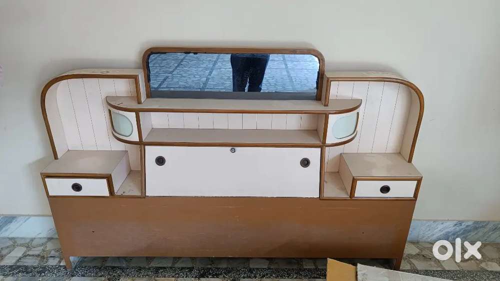 Wooden headboard with built in storage