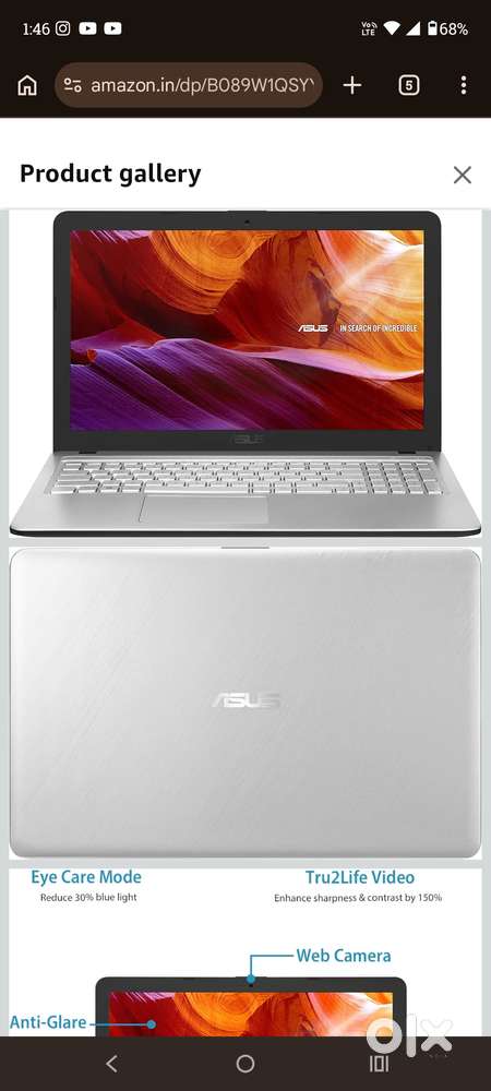 ASUS X543 X543UA-DM301T 15.6-inch 255 gb SSD 6th Gen i3-6006U