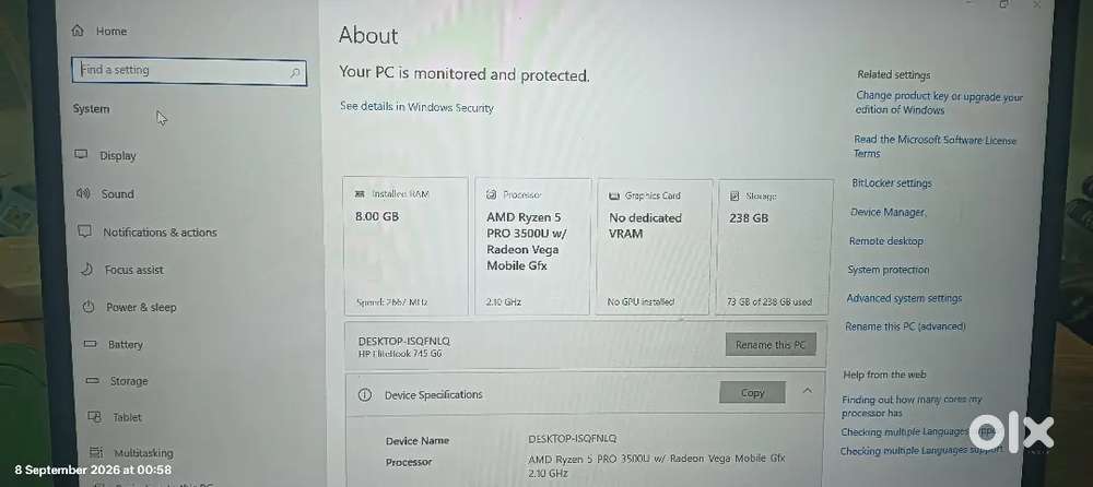 AMD RYZEN 5 PRO 8/256GB with 65 watt charger