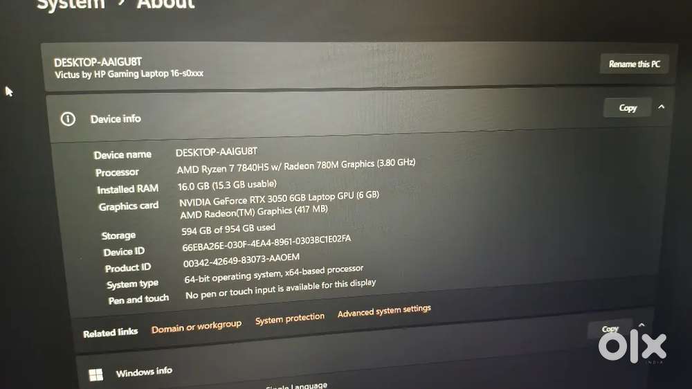 HP victus Ryzen 7
