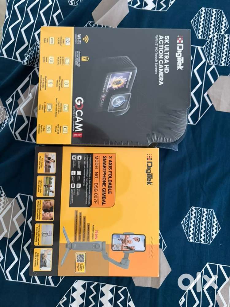 Digitek 5k ultra hd action camera + smartphone gimble combo