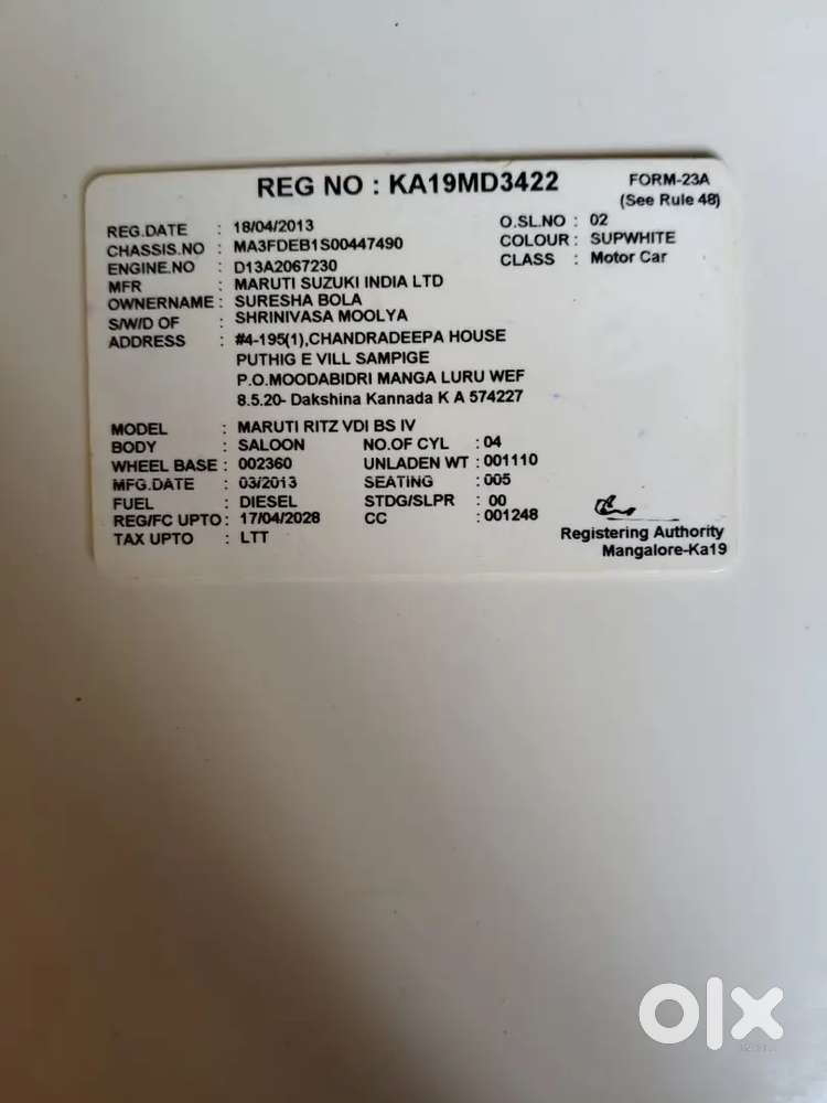Maruti Suzuki Ritz Vdi 2013