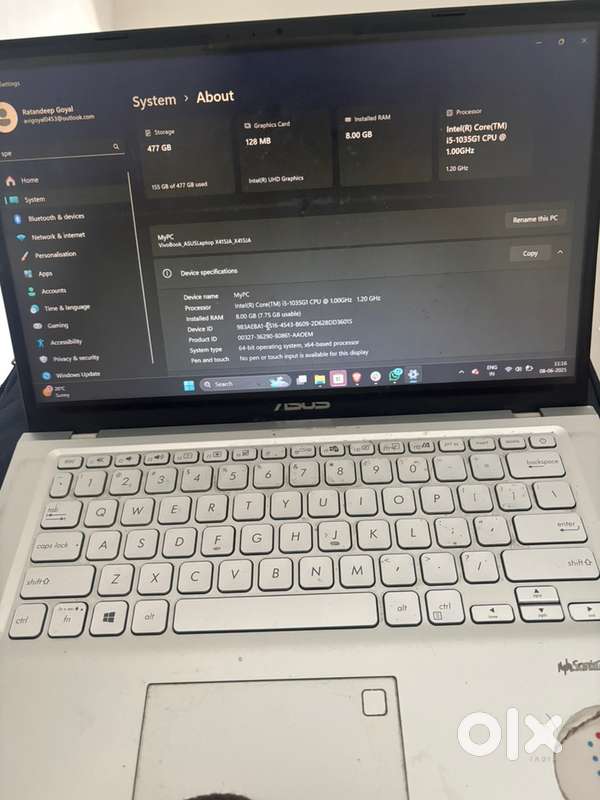 Asus vivobook i5 10 th gen 512 SSD, fingerprint installed