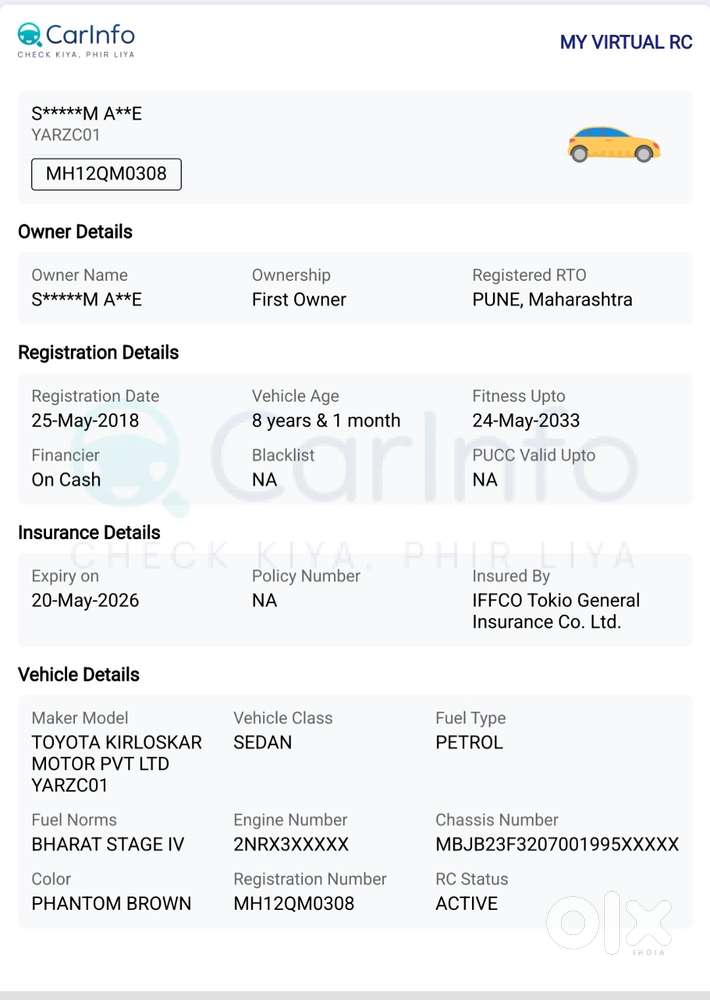 Toyota Yaris V Cvt, 2018, Petrol