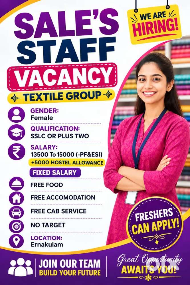 SALES GIRL VACANCY TEXTILES GROUP