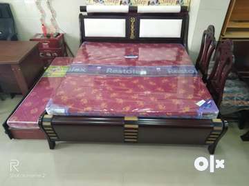 Double bed 2024 with baby cot