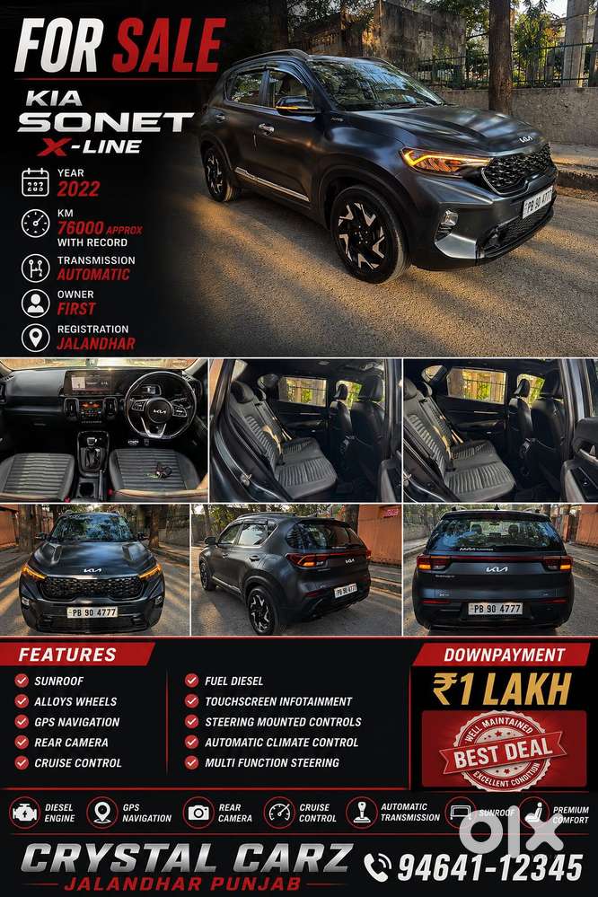 Kia Sonet 1.5 X Line Diesel At, 2022, Diesel