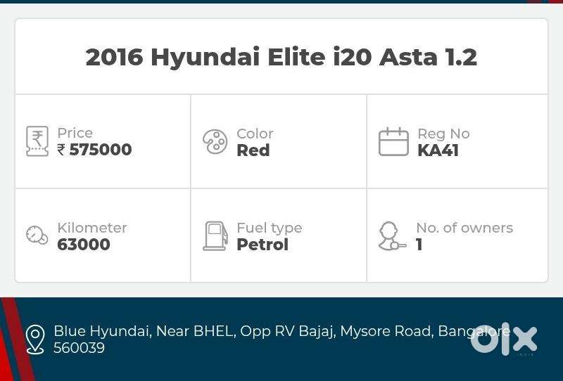 Hyundai I20 1.2 Asta, 2016, Petrol