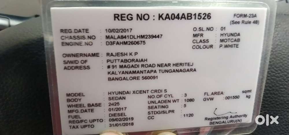 Hyundai Xcent 1.1 Crdi Sx Option, 2017, Diesel