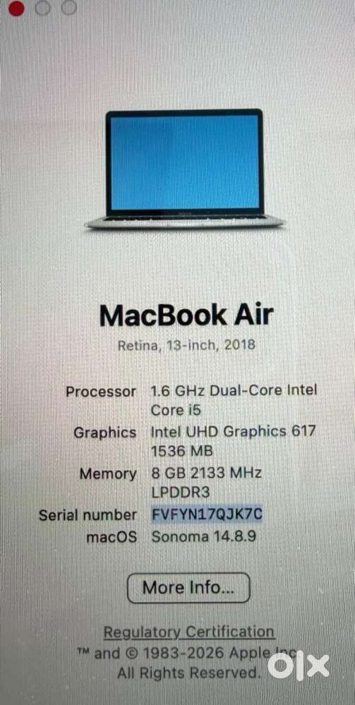 MacBook Air 13&rdquo; Retina, 2018, Silver