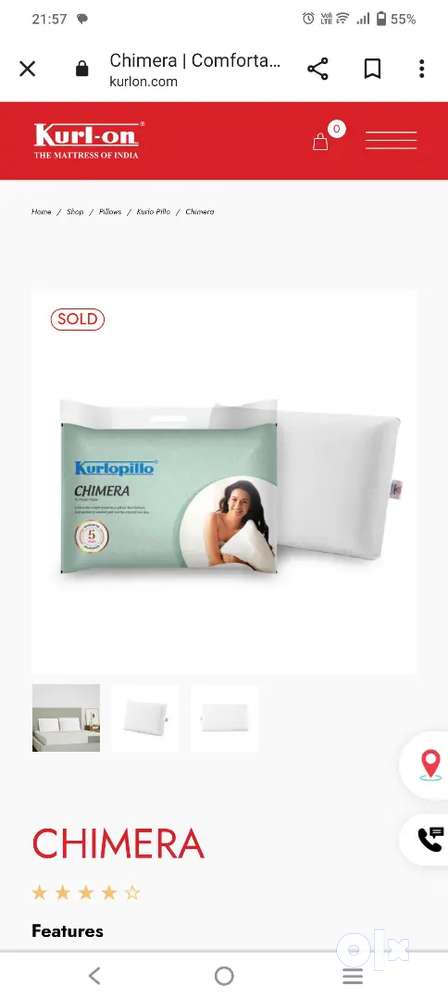 Kurlon chimera best sale sleek pillows