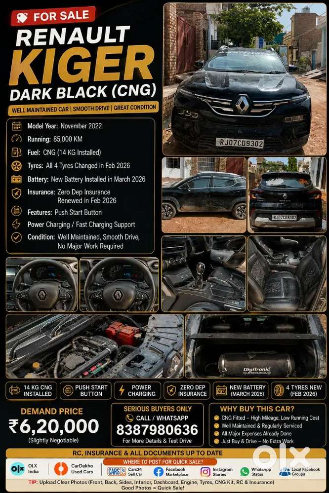 Renault Kigar Dark Black Petrol +cng