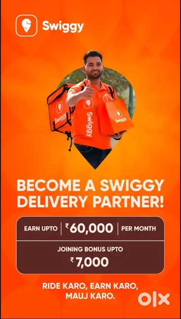 FREE JOINING 100 Delivery boys Swiggy Food Delivery jobs