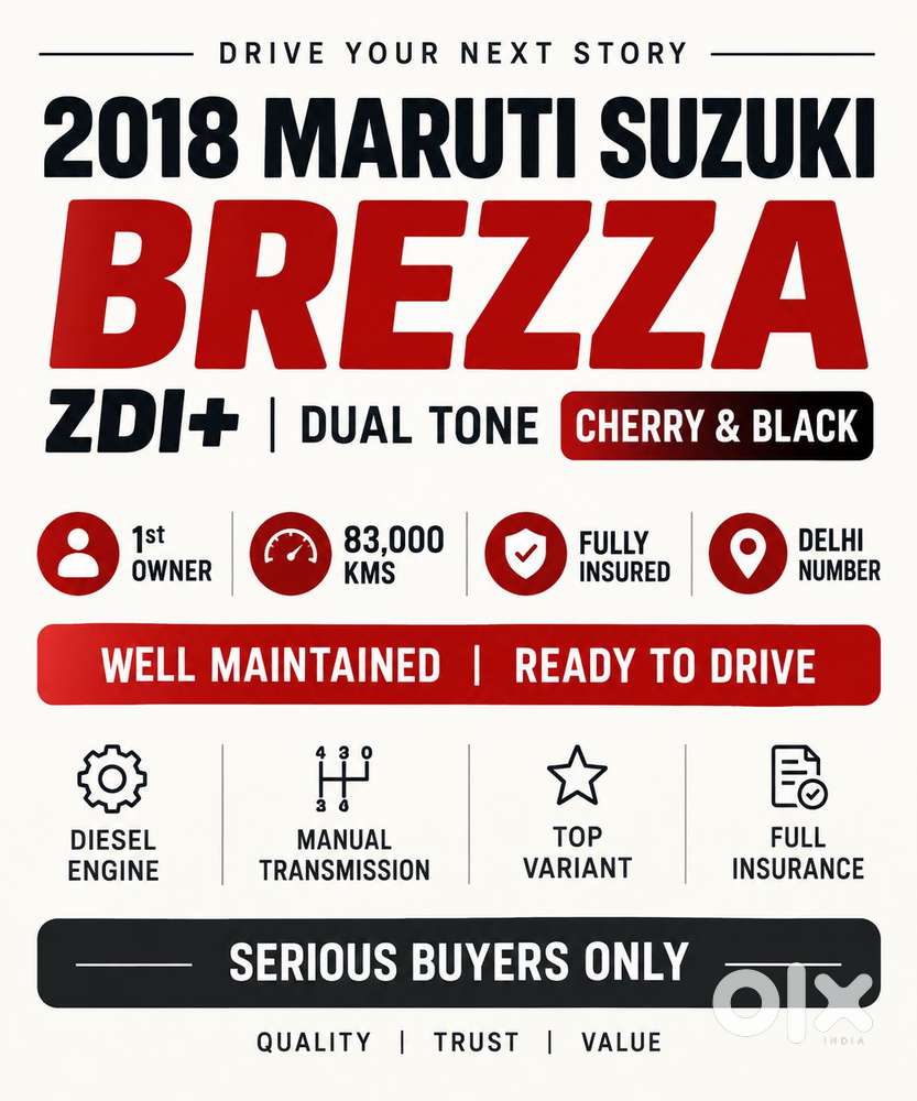 Maruti Suzuki Vitara Brezza Zdi+ Dual Tone Mt, 2018, Diesel
