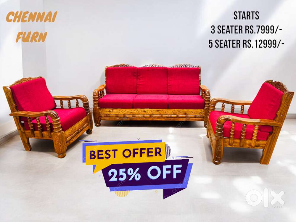 3 seater wooden sofa olx discount