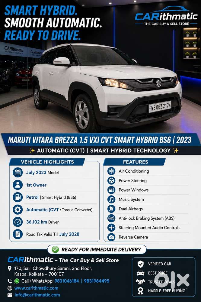 Maruti Suzuki Brezza 1.5 Vxi At Smart Hybrid, 2023, Petrol