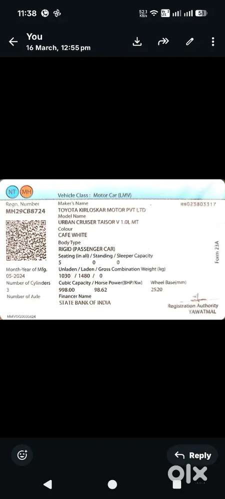 Toyota Urban Cruiser Taisor 2024 Petrol 16658 Km Driven