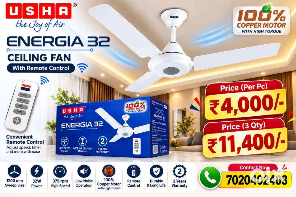 Brand New USHA Energia 32 Ceiling Fan &ndash; Powerful Performance
