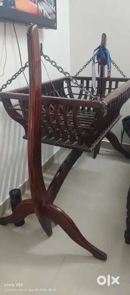 Rosewood wooden thottil with stand