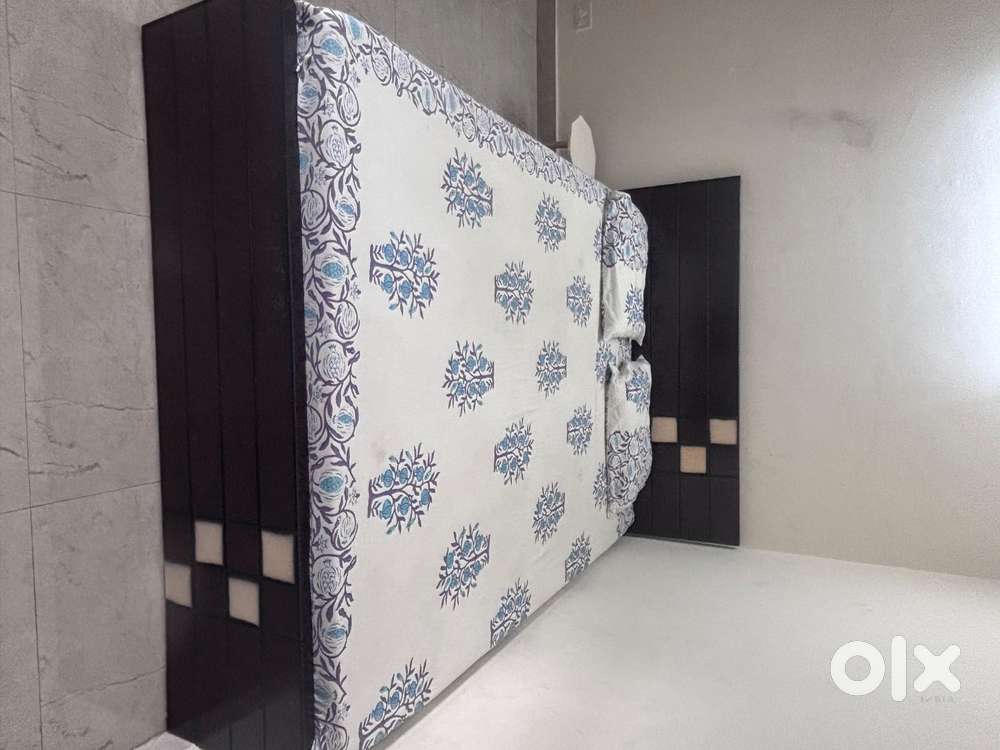 Queen size solid wood bed with storage + mattress available for sale