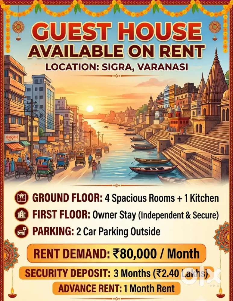 KTA 4 BHK GUEST HOUSE AVAILABLE ON RENT IN SIGRA