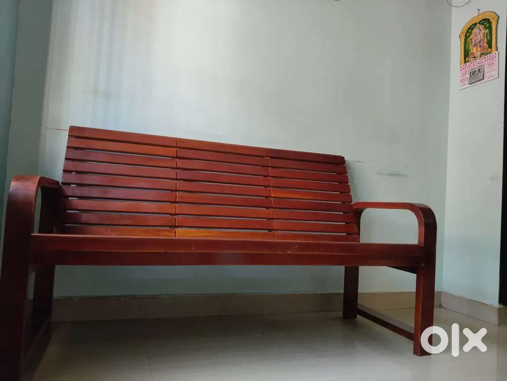 Wood sofa with cushion