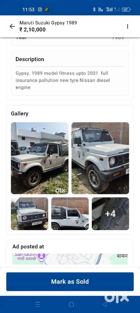 Maruti Suzuki Gypsy 1989 Diesel Hard Top