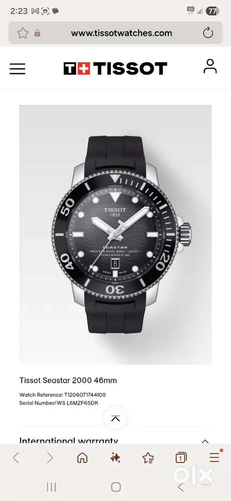 Tissot seastar 2000 automatic watch