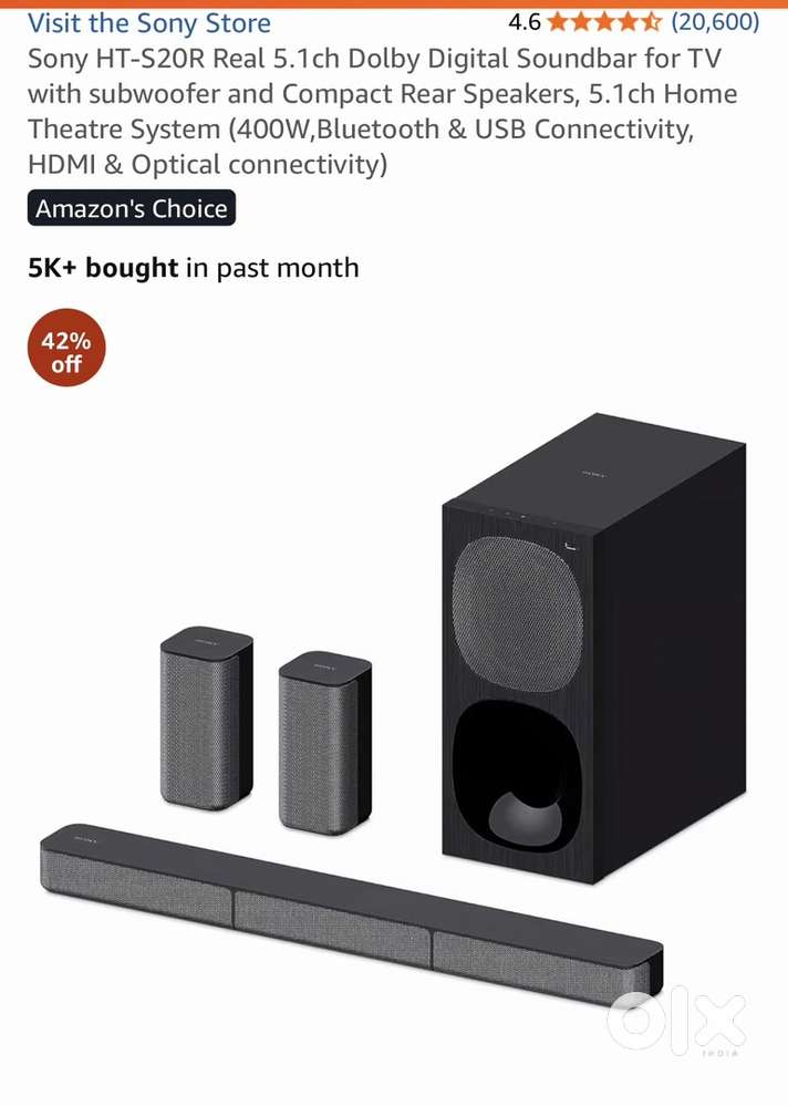Sony HT-S20R dolby digital soundbar with subwoofer 400W