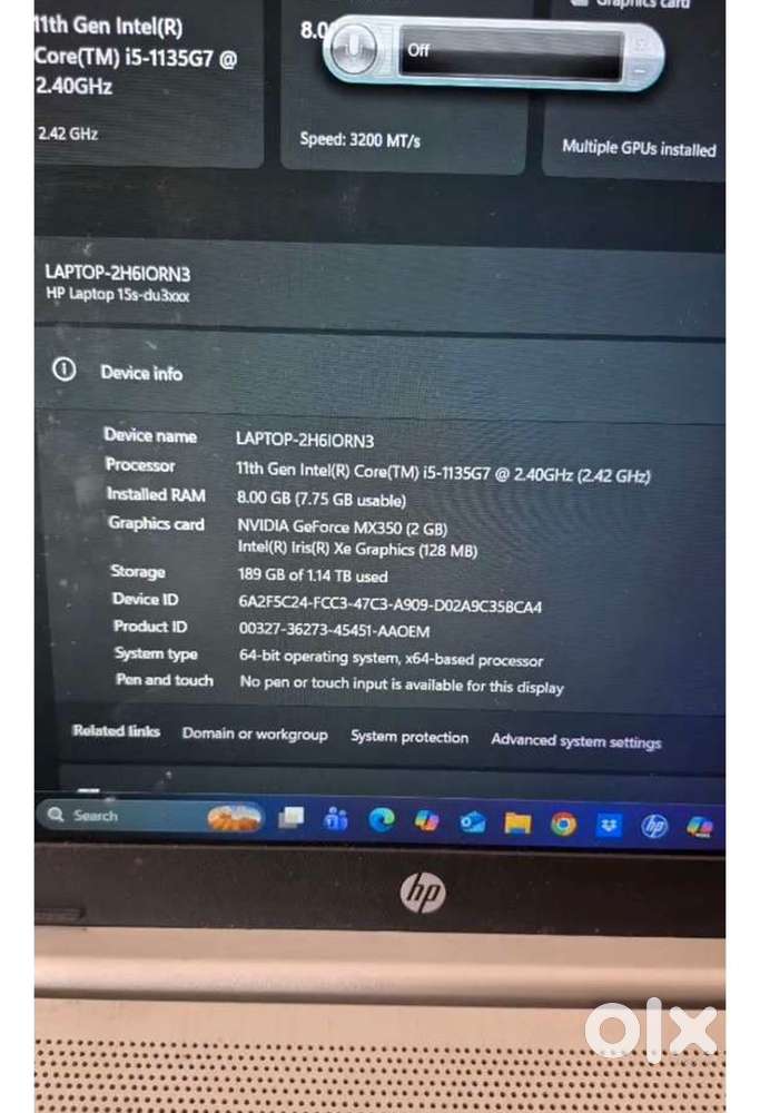 HP 11 gen i5 core…8gb ram…2gb nvidia graphic card