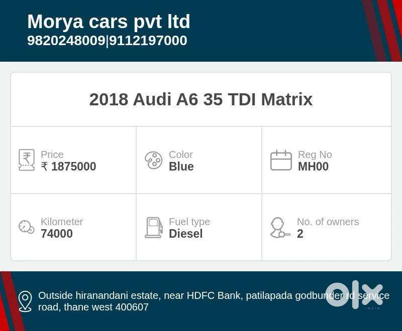 Audi A6 35 Tdi S Line Matrix, 2018, Diesel