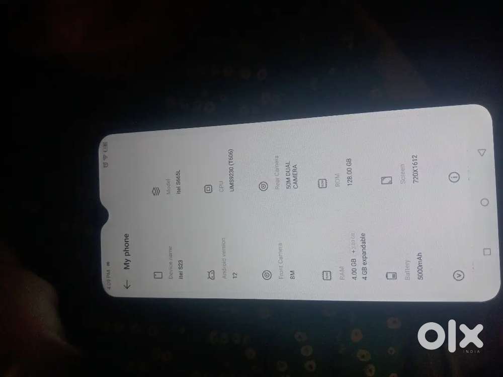Itel. S23 RAM 4GB   Rom 128 GB