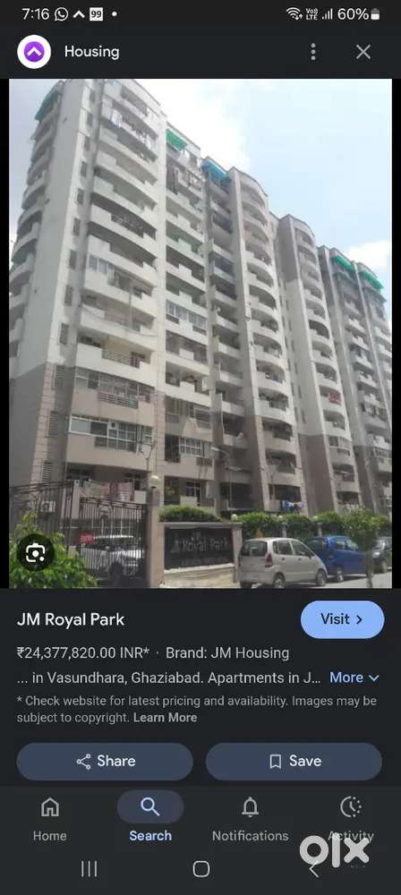 Sale bhk 1600 sq ft royal park ramprastha green For Sale