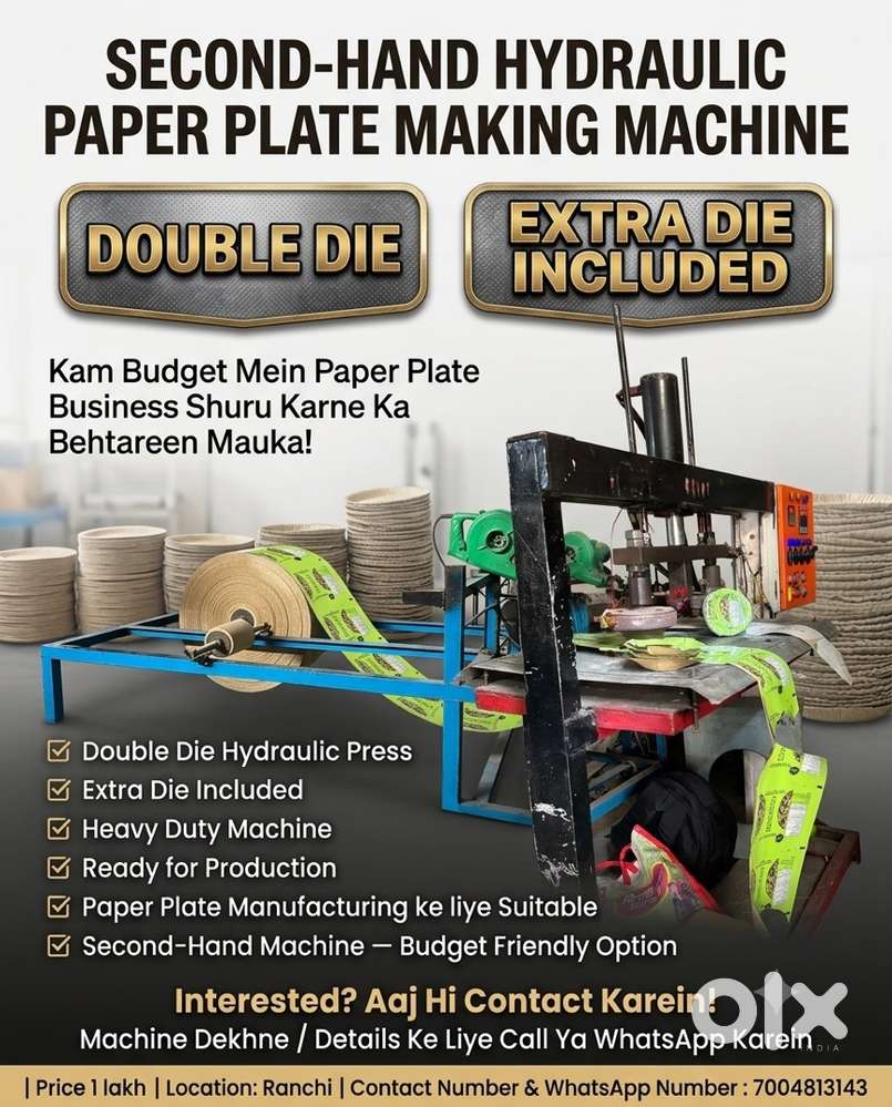 Hydraulic Paper Plate Making Machine For Sale in Ranchi