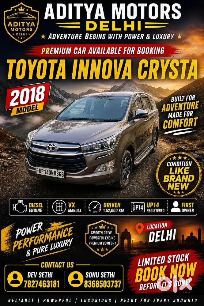 Innova Crysta Vx 2018  All Orignal  Manual