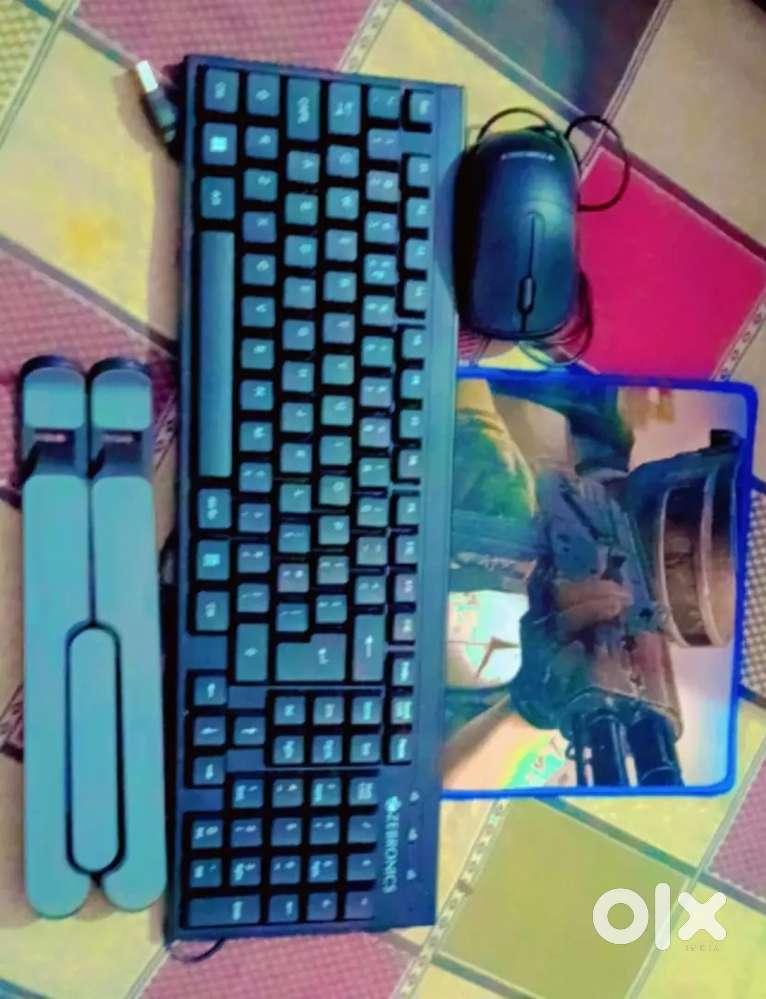 Keyboard, mouse,mouse pad,laptop stand.       Zebornics