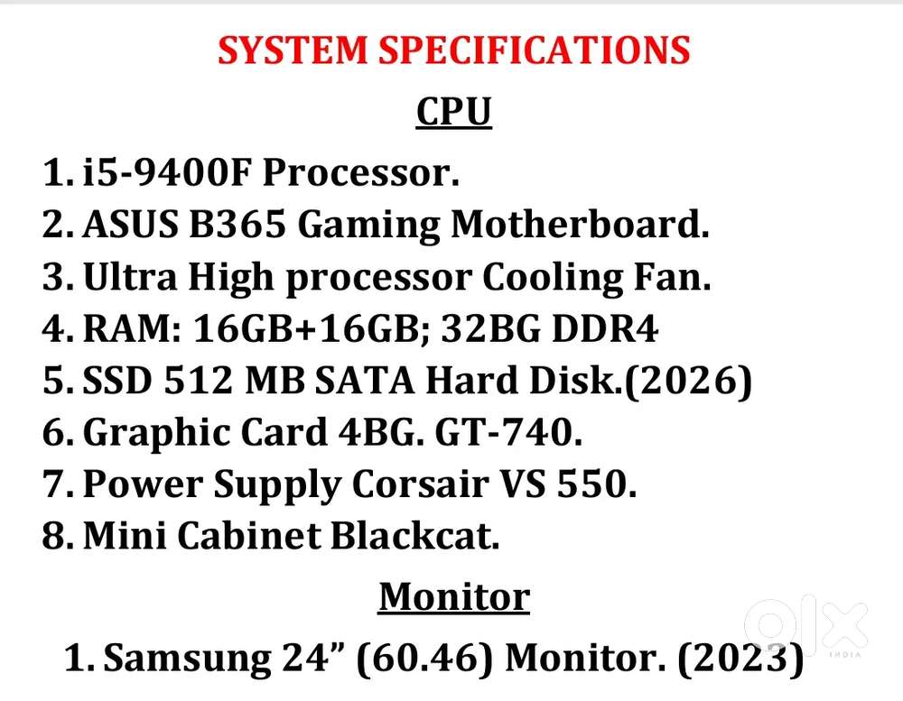 COPUTER CPU+SAMSUNG MONITOR FOR SALE