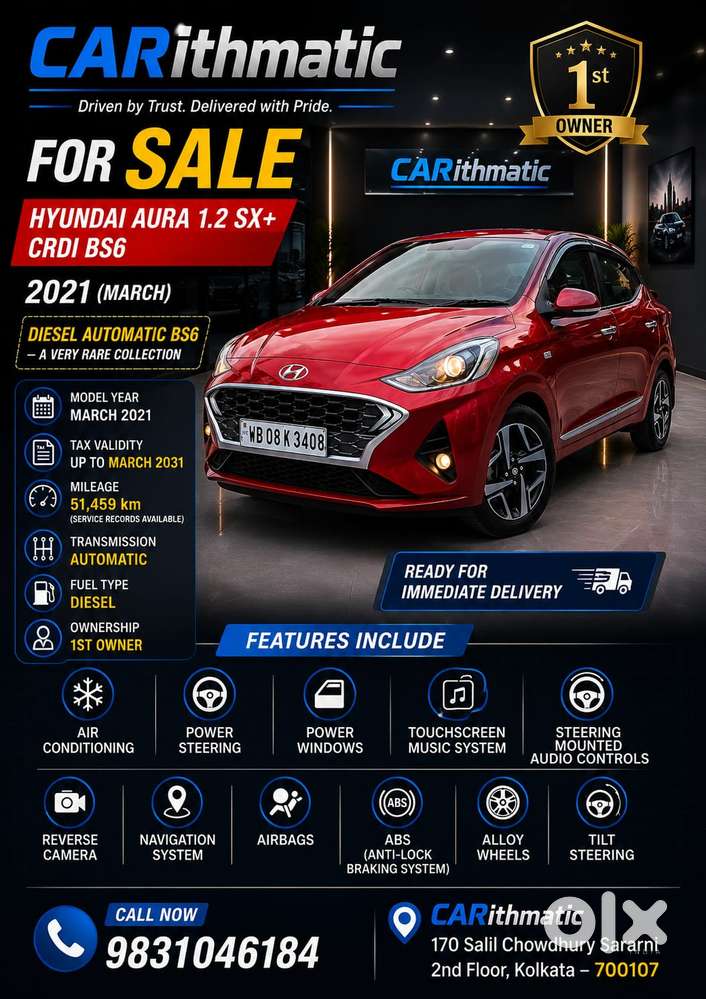 Hyundai Aura Sx Plus Crdi Automatic, 2021, Diesel