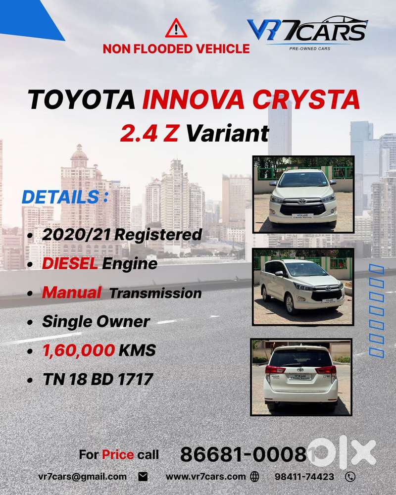Toyota Innova Crysta Zx 2.4 Diesel 7 Seater, 2021, Diesel