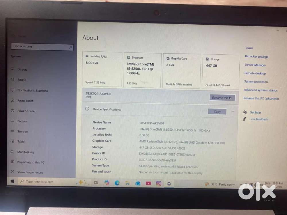 i5 8th gen, 8gb expandable 16gb, 512 SSD, 2gb graphics,15.6 inc displa