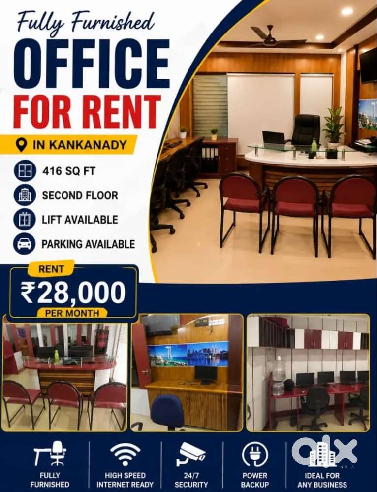 FURNISHED OFFICE SPACE FOR RENT AT KANKANADY