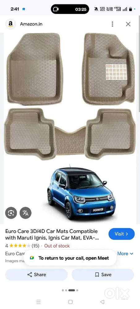 Mat Cover Ignis Maruti