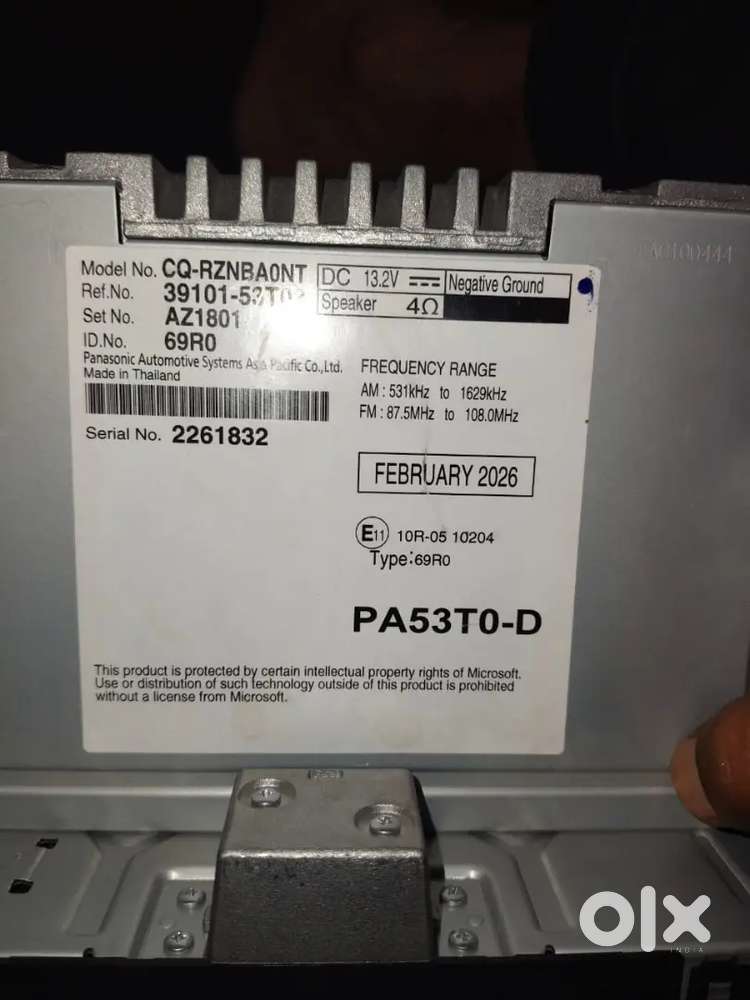 Panasonic-manufactured OEM car audio head unit (Model No. CQ-RZNBA0NT)