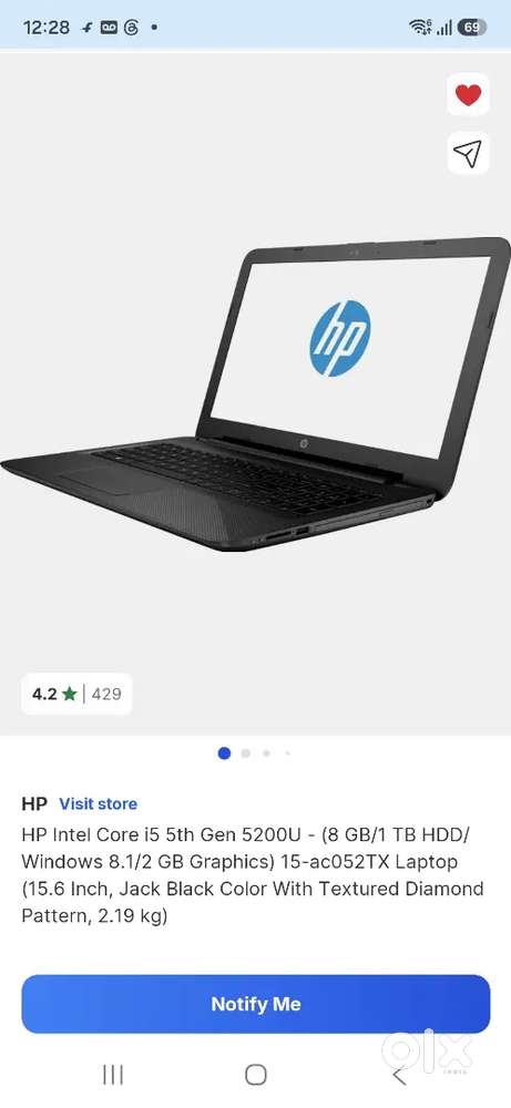 HP Intel Core i5  5th Gen 5200 U for sale