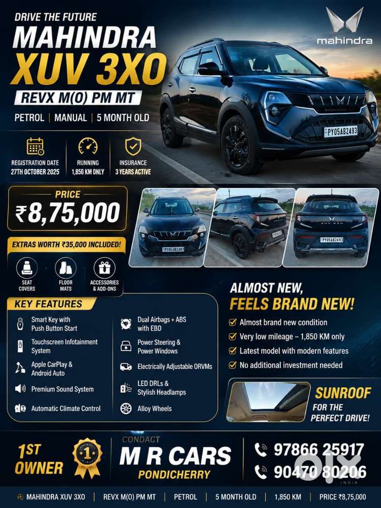 Mahindra Xuv 3xo Ax7l Petrol Mt, 2025, Petrol