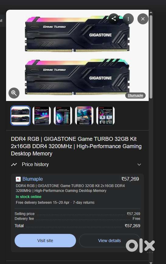 GIGASTONE Black RGB Game Turbo Desktop 32GB 16*2 - Computer